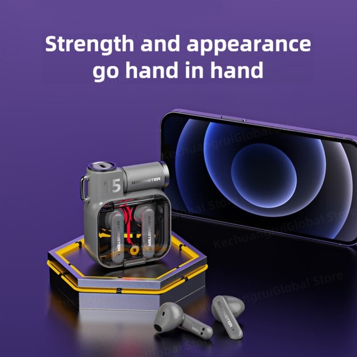 Monster Xkt15 Bluetooth Earphone Tws Headset Earbuds Headphone