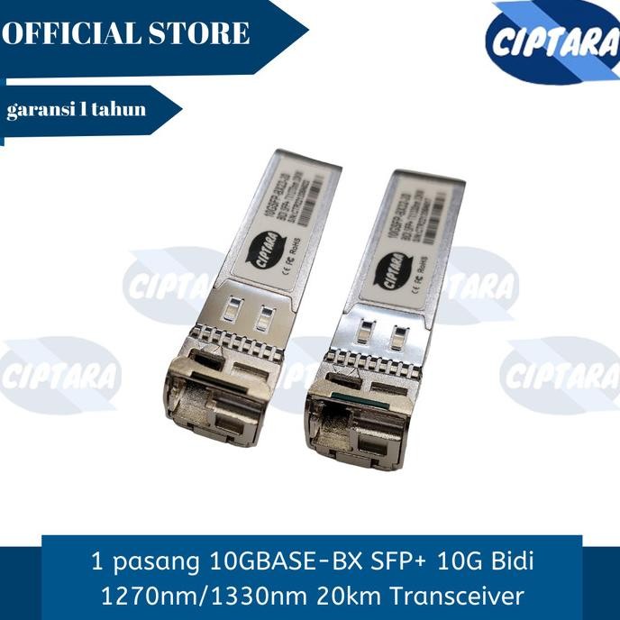 1 pasang 10GBASE-BX SFP+ 10G Bidi 1270nm/1330nm 20km Transceiver