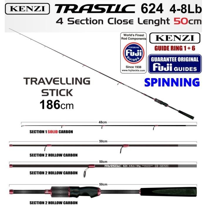 KENZI | Joran KENZI TRASTIC Travel Rod 4 Section Type Spinning - FUJI