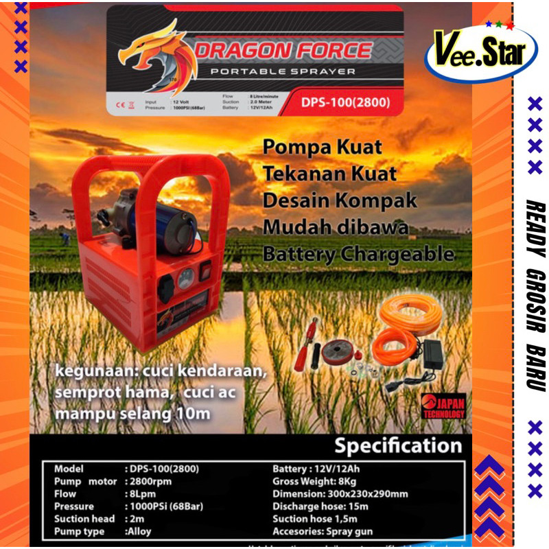 Portable Sprayer Elektrik / Pompa Semprot Portable / Pompa Portable Dragon DPS 100 DPS 2800