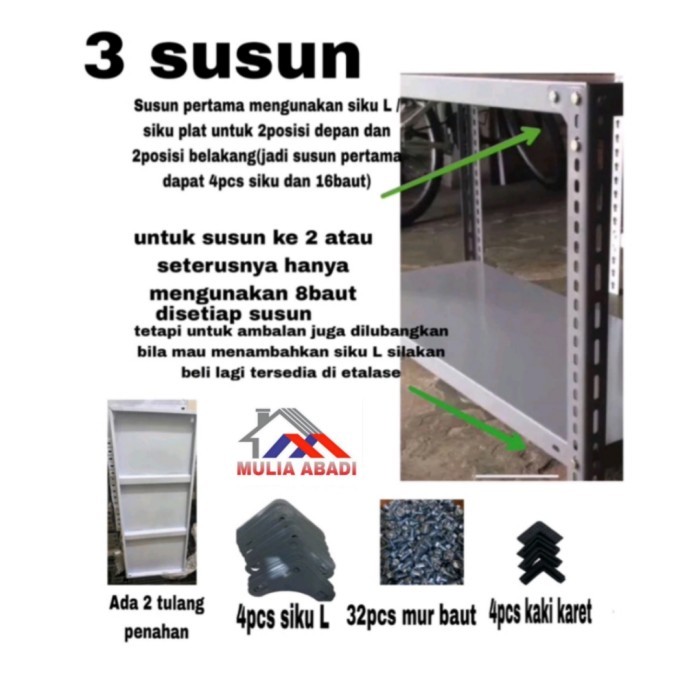 Rak Besi 3 Susun Multifungsi / Rak Besi 3Susun Serbaguna