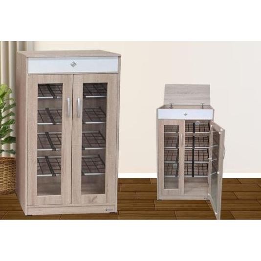 RAK SEPATU KACA TRANSPARAN BESAR LEMARI SEPATU MINIMALIS AESTETIK