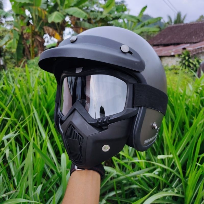 Terbaru Helm Bogo Dewasa Gogle Mask Retro