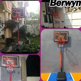 Berwyn Ring Basket Portabel Dewasa-Ring Basket Anak-Set Ring Dan Tiang
