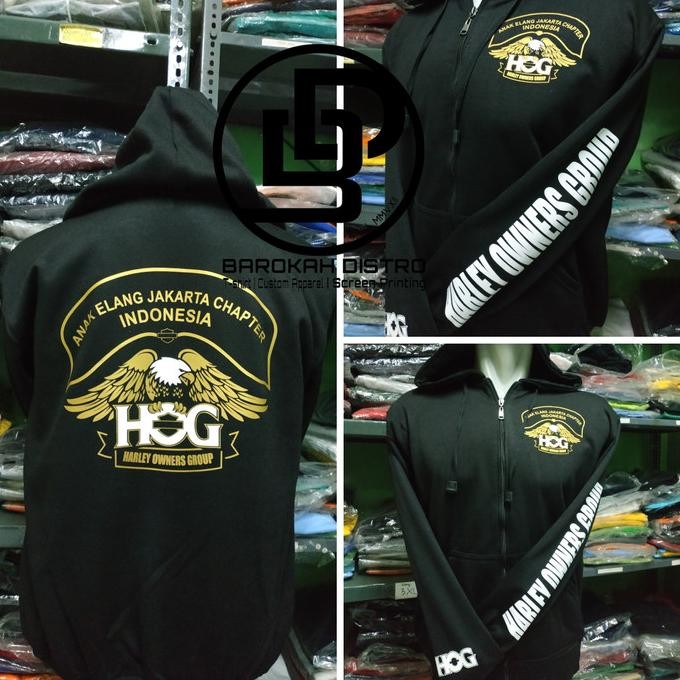 Terlaris Sweater Hoodie Zipper HOG ANAK ELANG JAKARTA - HARLEY OWNER GROUP SALE