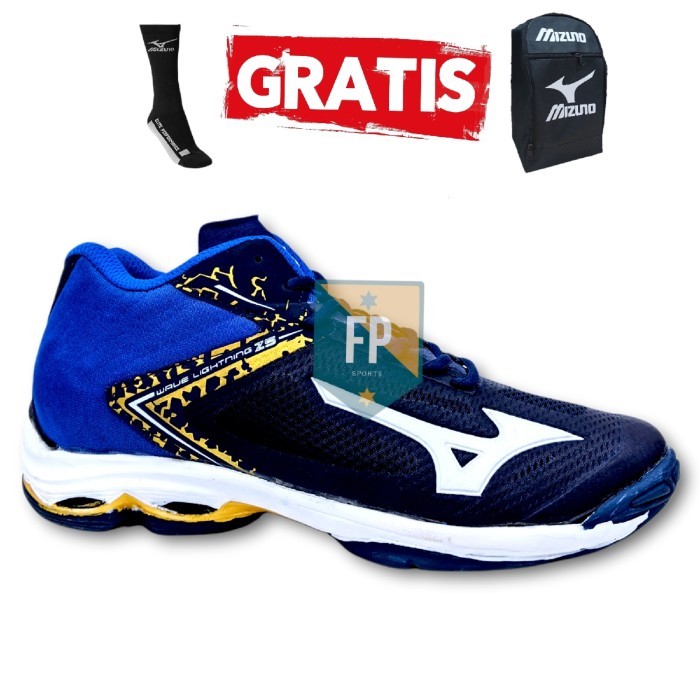 Murah Sepatu voli mizuno wave lightning z5 Mid Lokal wlz 5 Navy hitam Non COD