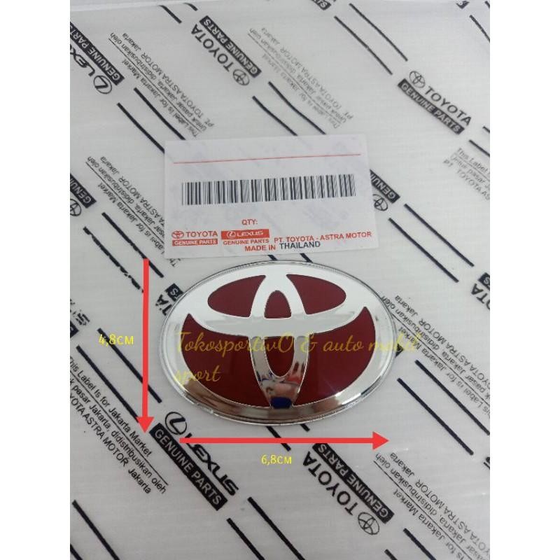 Logo Emblem Stiker Lambang Stir Toyota Merah Krom Original Semua Mobil Avanza Agya Calya Innova Dll