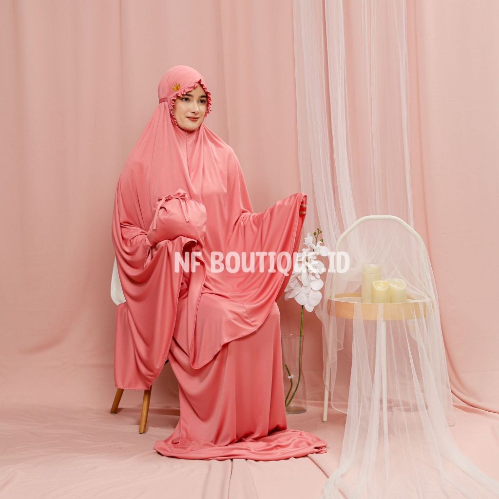 Promo Satu Set Mukenah Sajadah Dan Tas / Mukenah Syari 2 In 1 Mukenah Traveling Jumbo Kcb Bahan