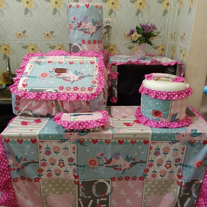 Sarung Kitchen Set / Sarung Peralatan Dapur / Pink Soft Bird