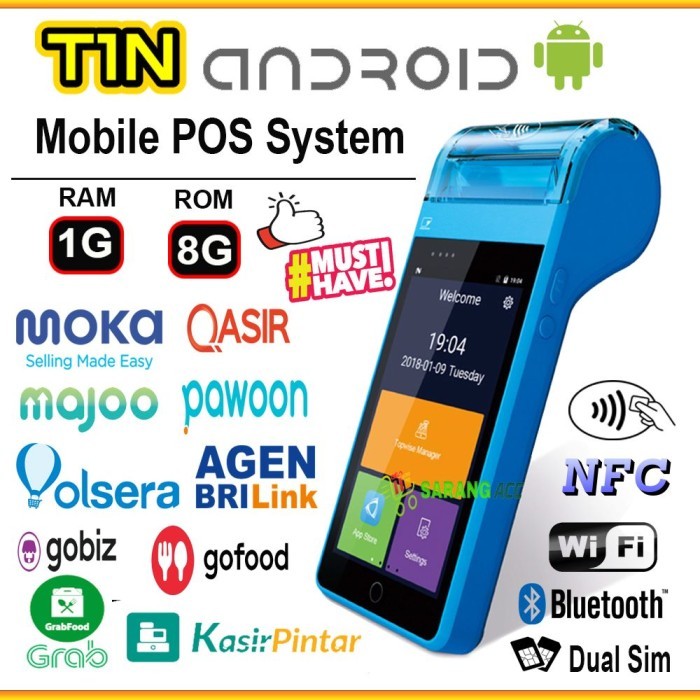 TERBARU Android POS Kasir 4G Thermal Printer (Bluetooth+NFC+Scan) NOT SUNMI