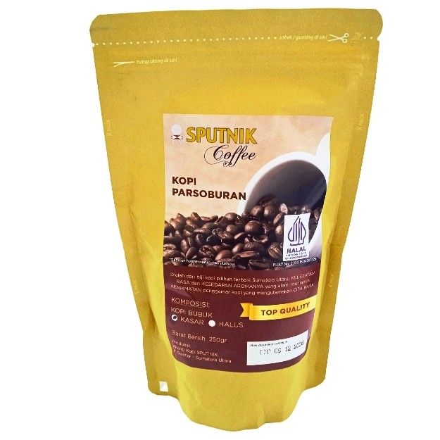 

S25228 SPUTNIK COFFEE ROBUSTA PARSOBURAN KASAR KOPI BUBUK 250GR POUCH MAJU BERSAMA