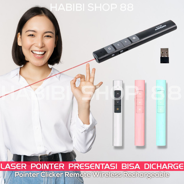Terbaru - Taffware Laser Pointer Clicker Presentasi Pen Remote Wireless 2.4Ghz