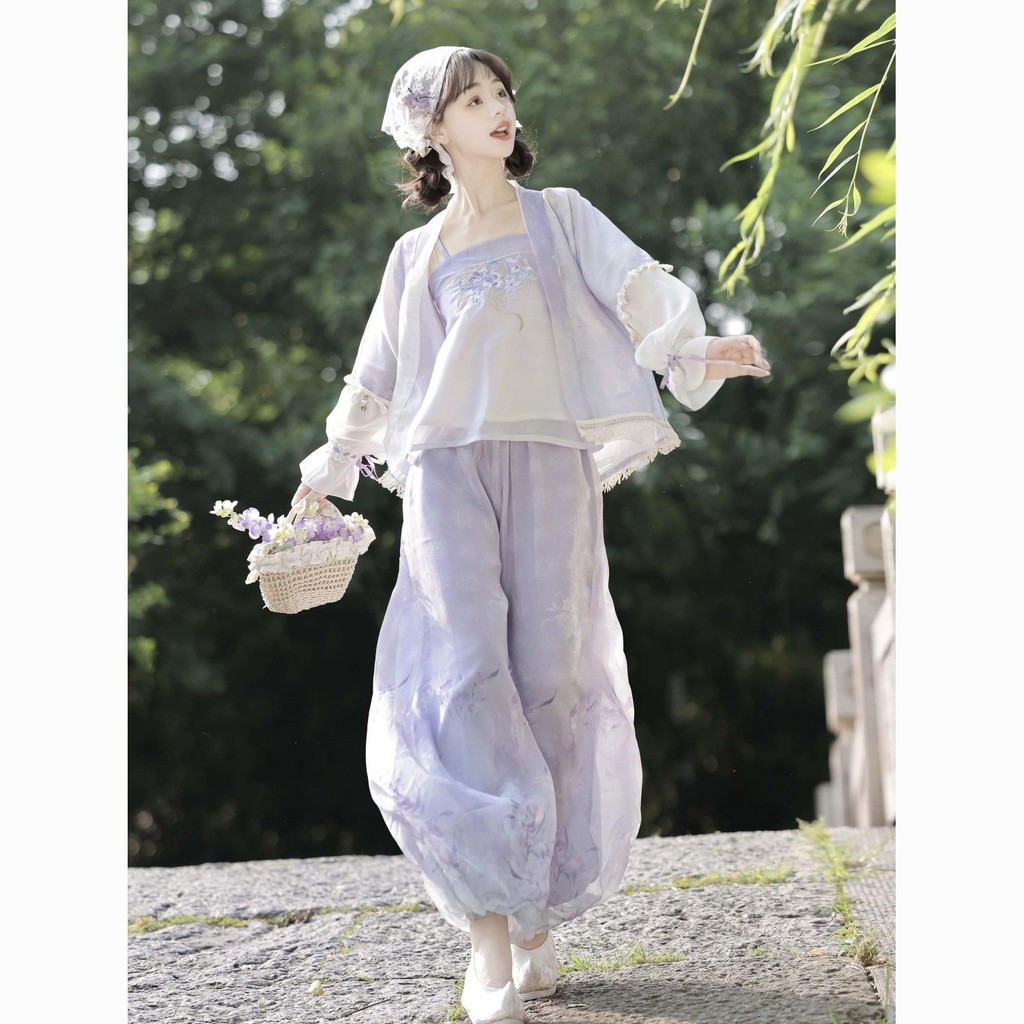 Inka Lei Hanfu Setelan Bloomer Tiongkok, Pakaian Harian Hanfu Ditingkatkan untuk Wanita Baru
