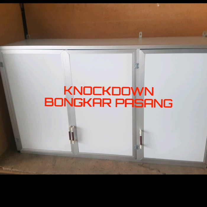 rak gantung lemari dapur kitchen set atas aluminium acp 3 pintu polos