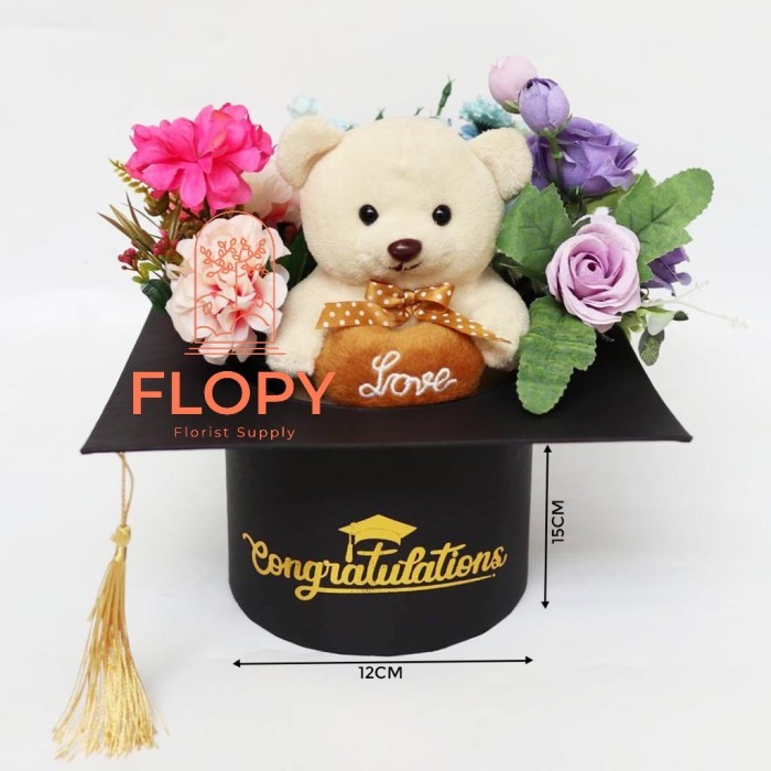 Terlaris Flopy Bloom Box Topi Wisuda Toga Logo Congratulations / Box Toga SALE