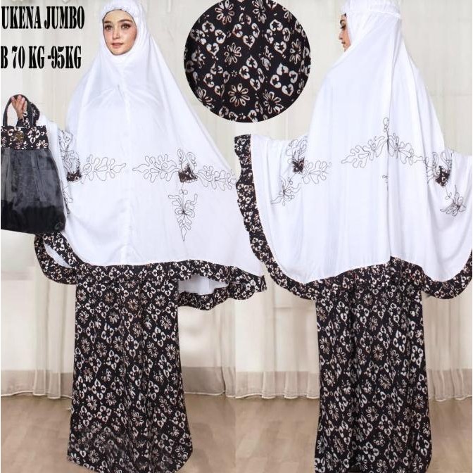 Micci Fashion Mukena Jumbo Batik Kembang - Hitam/Putih