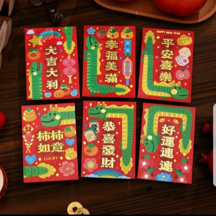 

Imlek Angpao pendek imlek 2024 shio naga sincia CNY 6pcs - PENDEK 1-151 !NEW