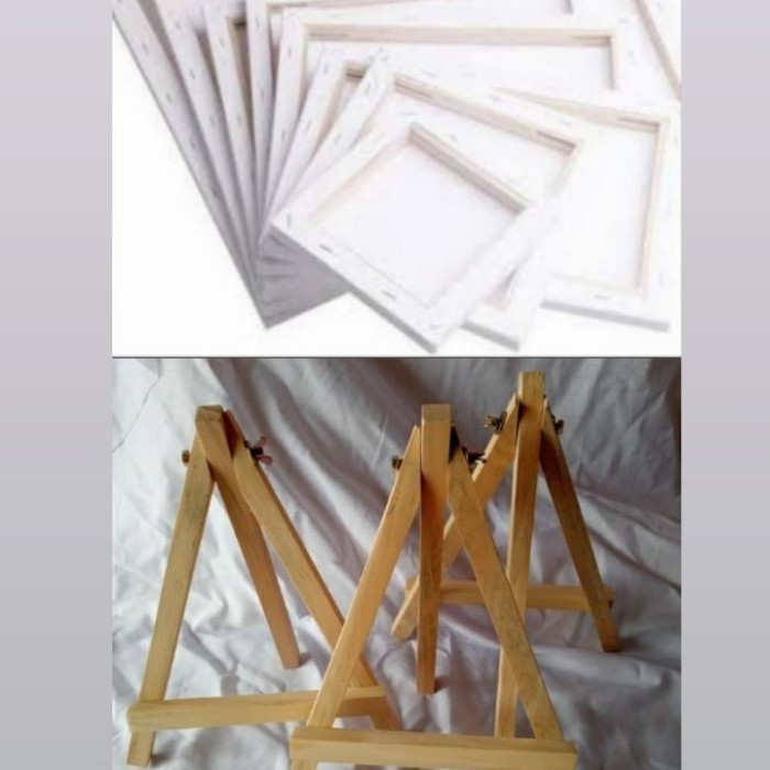 

TERBARU! Paket Mini Easel Kayu + kanvas 20x40