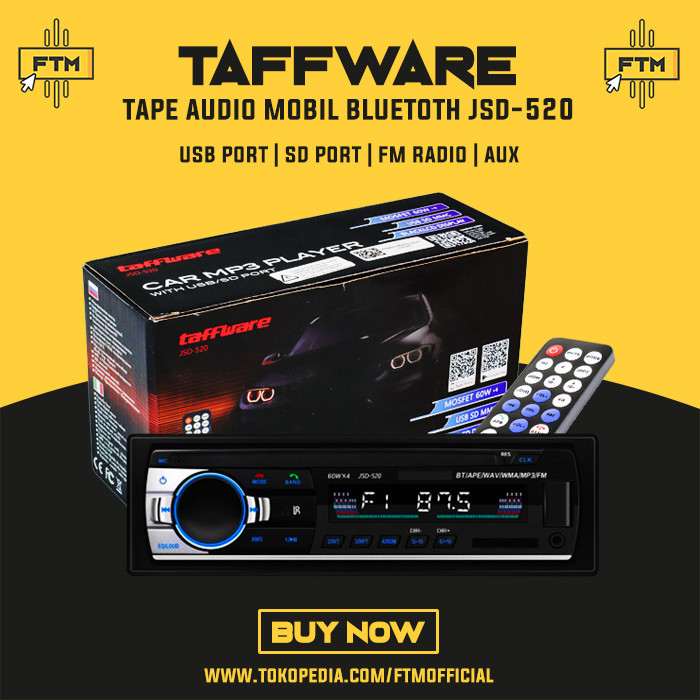 PROMO Taffware Car Audio JSD-520 Tape Mobil JSD520 Bluetooth USB with Remote