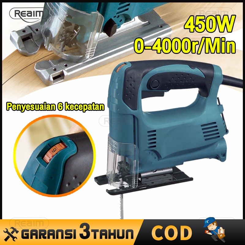 Reaim (free mata jigsaw 1 pcs) Mesin Gergaji Kayu Jig Saw Machine Mesin Gergaji Ukir Kayu Gergaji