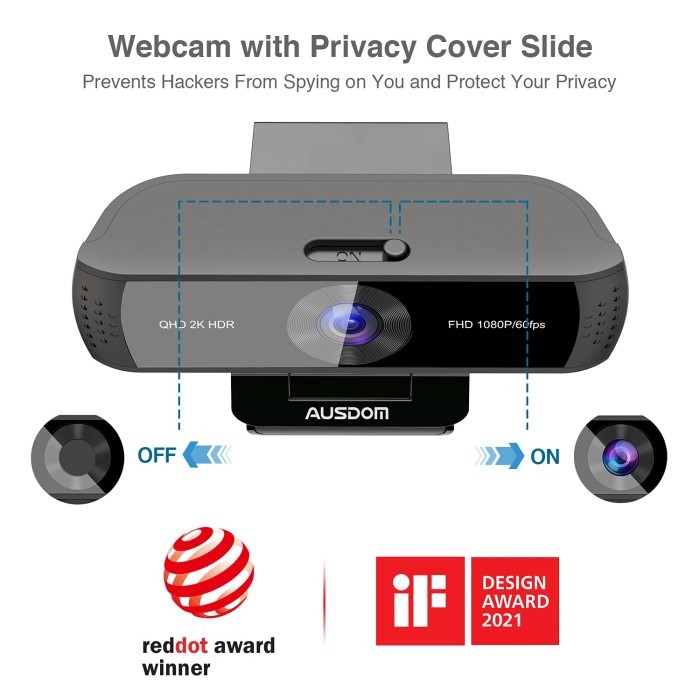 AUSDOM WEBCAM 2K 30FPS 1080P 60FPS AUTOFOCUS WITH TRIPOD