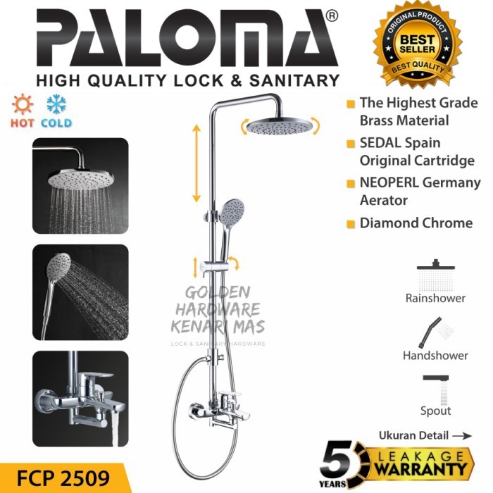 PALOMA FCP 2509,SHOWER TIANG SET PANAS DINGIN,KAMAR MANDI,KRAN MIXER
