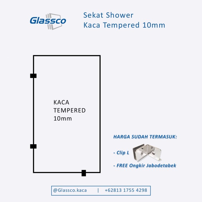 Sekat Kamar Mandi Partisi Kaca Tempered 10mm- pesanan Bu Noni
