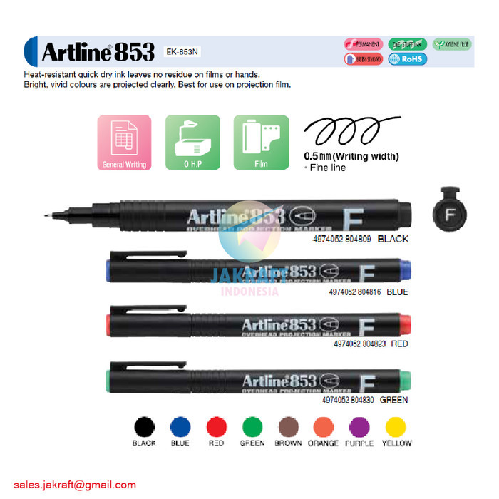 

Spidol Ohp Fine 0.5 Mm Permanen Artline Ek-853 Permanent Marker