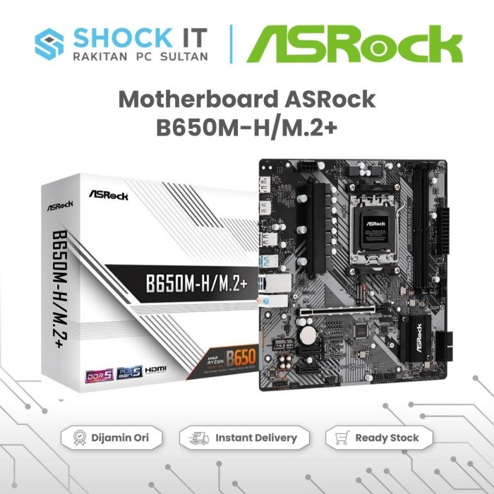 BISA GOSEND MOTHERBOARD ASROCK B650M-H/M.2+ - AM5 AMD B650 DDR5 USB3.2 TYPE-C
