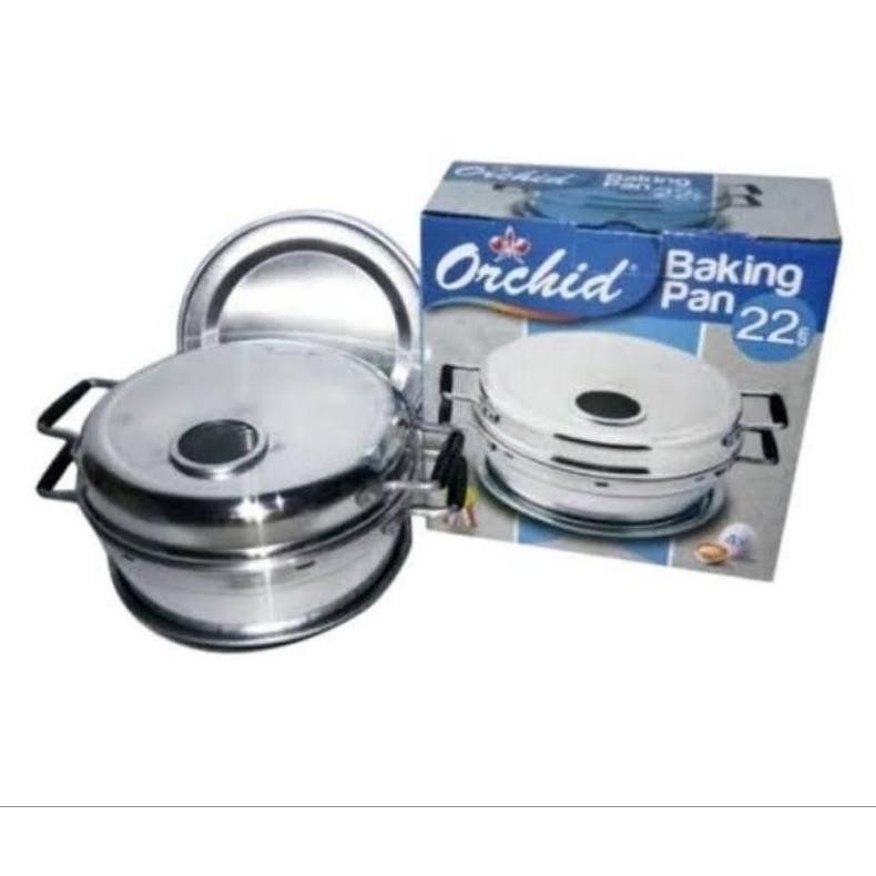 tan baking pan orchid 22cm cetakan loyang kue bolu roti bulat lingkaran 22 cm onder pan 4 telur