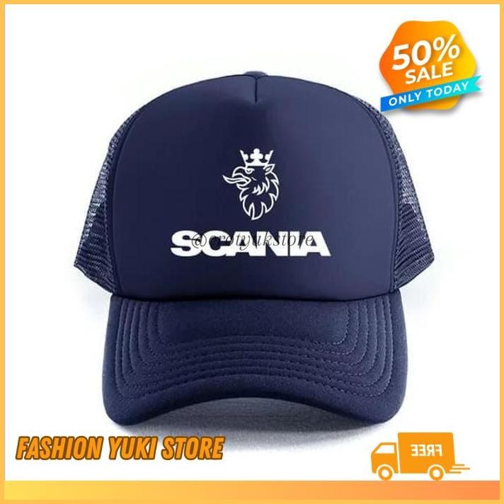 TOPI TRUCKER JARING HAT CAP DISTRO SCANIA AB TRUK BUS MOBIL BIS POLOS  CUSTOM INDONESIA PRIA WANITA 