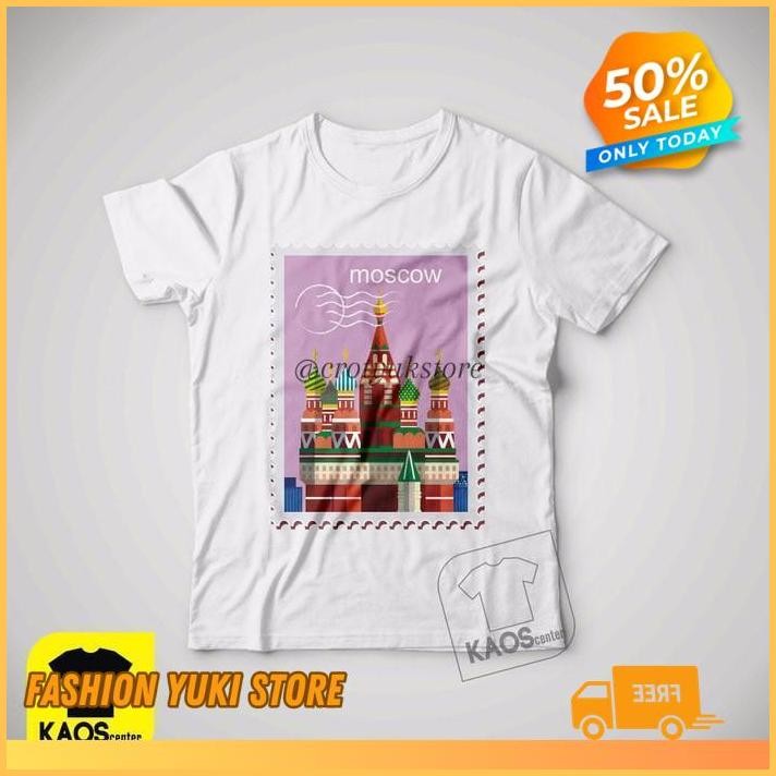 KAOS TSHIRT BAJU COMBED 30S DISTRO MOSCOW RUSSIA RUSIA MURAH OBRAL OLEH OLEH  POLOS CUSTOM PERANGKO 