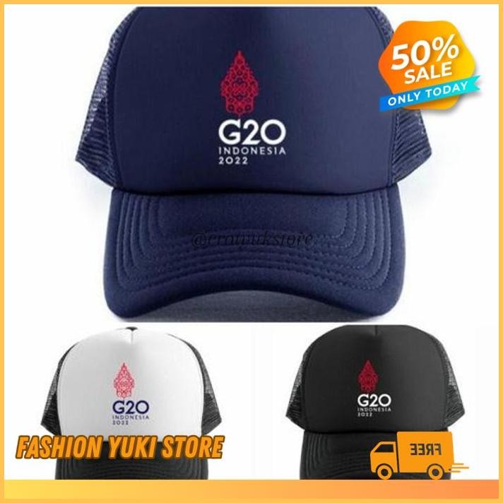 TOPI TRUCKER JARING HAT CAP DISTRO G20 INDONESIA 2022 G 20 KTT POLOS  CUSTOM PRIA WANITA UNISEX KERE