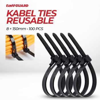 

TaffGUARD Kabel Ties Zip Cable Organizer Reusable 8x150mm 100 PCS