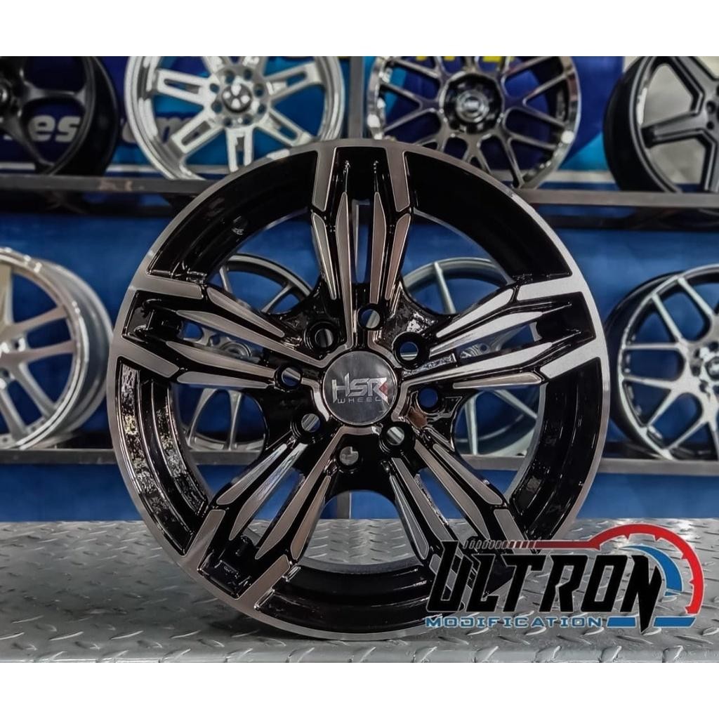Velg Mobil Racing 14 Hsr Merkin Pcd 4X100-4X114,3 Warna Hitam Polis Standar Agya,Ayla,Brio,Xenia,Cal