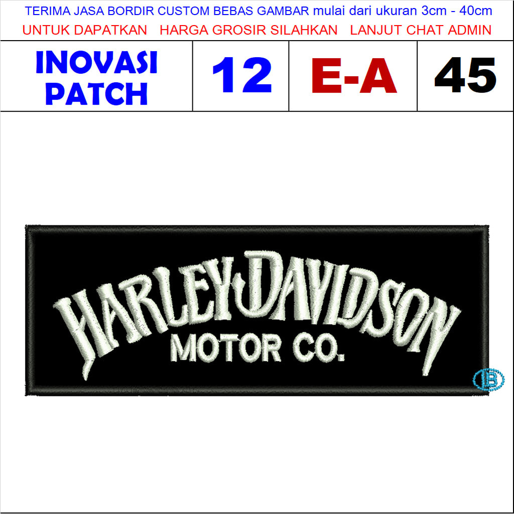 PATCH BORDIR LOGO E-A45  HARLEY DAVIDSON MOTOR CO WHITE - INOVASI PATCH REVIEW / TESTIMONI