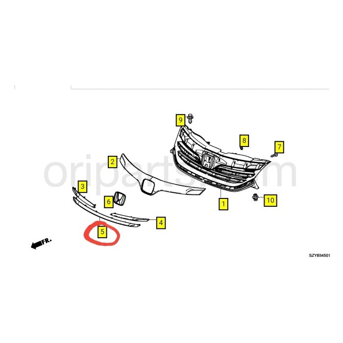 List Chrome Grill Depan Honda Freed 2012 2013 2014 2015