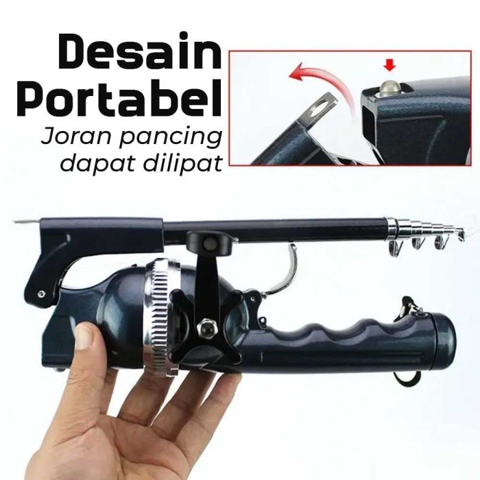 Set alat pancing lipat portable lengkap joran reel antena