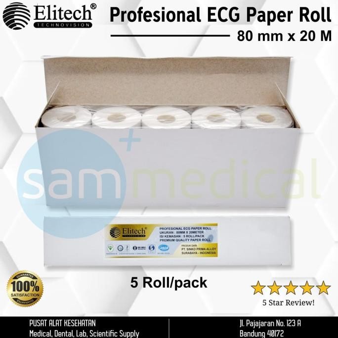 sale! elitech ecg paper 80mm x 20m - kertas ekg/ecg @ pcs