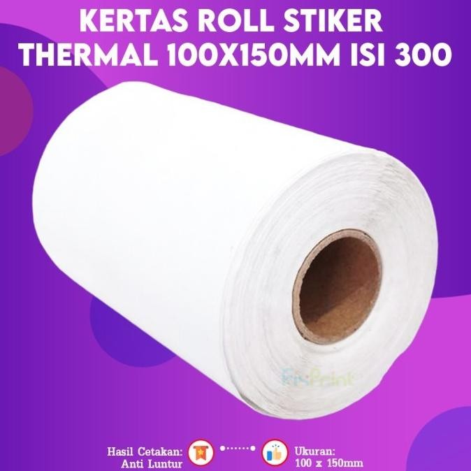

sale! kertas roll stiker thermal 100x150 kertas lipat sticker label resi bare 78x100 anti luntur