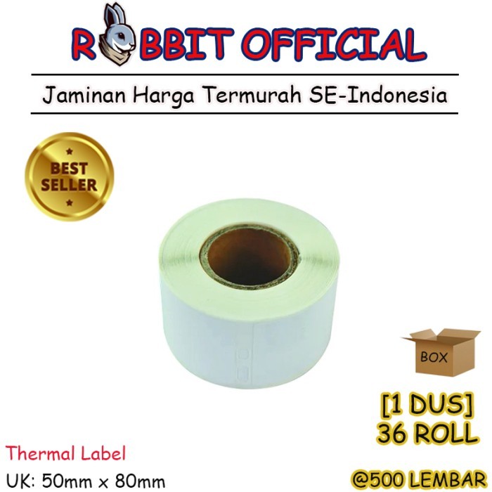 

PROMO 1 BOX, KERTAS THERMAL LABEL STICKER BARCODE 50x80 mm 500 Pcs