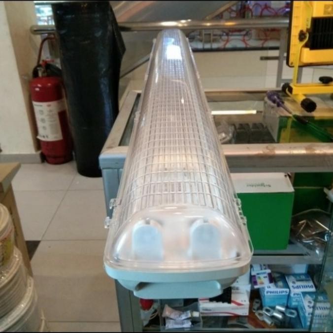 NEW KAP LAMPU TL WATERPROOF 2X18 WATT + LAMPU TL PHILIPS 8WATT 2X