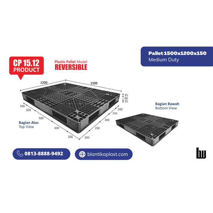 

HOT SALE! pallet plastik baru 150x120x15 cm warna hitam