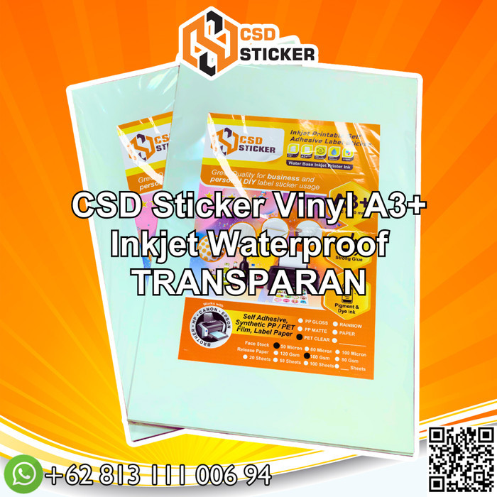 

Sticker Vinyl Inkjet TRANSPARANT - A3 paket hemat 1 pack