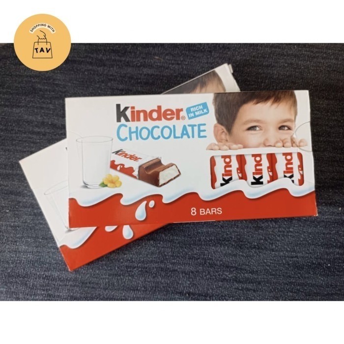 

Kinder Chocolate Bar with milk (Isi 8 bars) 100gr [Ready]