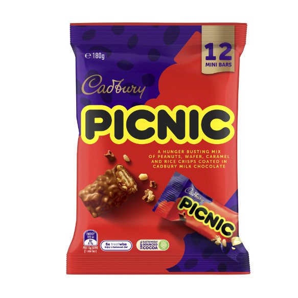 

Cadbury Picnic Chocolate Sharepack 12 Pack 180g Australia