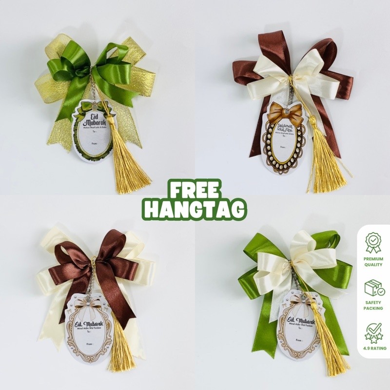 

[ READY STOK ] Hang Tag Ucapan | Pita Hampers Satin Tali Pita Motif Idul Fitri
