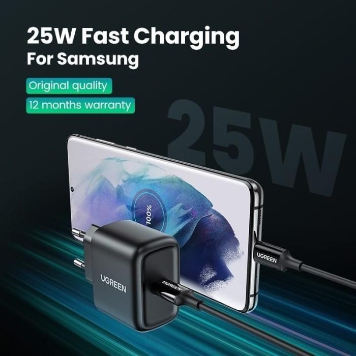 Original [ 1Set ] Adapter + Cable Pd 25W 20W Type C To C & Lightning Fast Charging Tc Ugreen Officia