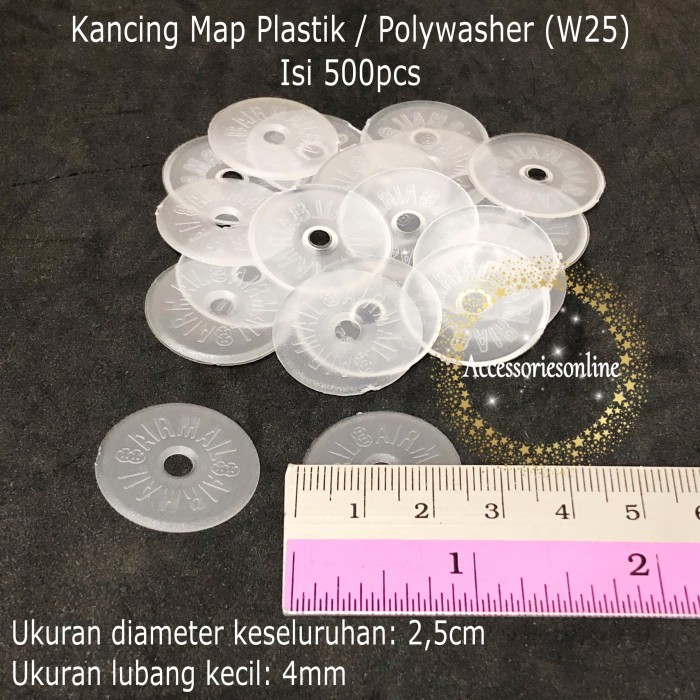 W25 bening / Kancing map / Polywasher isi 500pcs