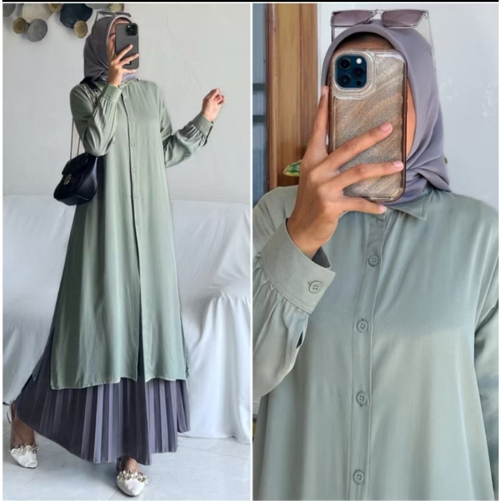 TERBARU Alea Long Tunik Rayon Twill Atasan Wanita Kekinian Tunik Katun Rayon Premium